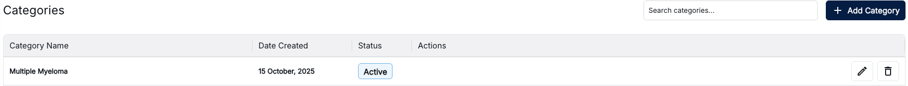 Categories Interface