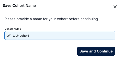 Cohort builder interface showing inclusion and exclusion criteria sections with patient count panel, multiple criteria rows, and data source breakdown