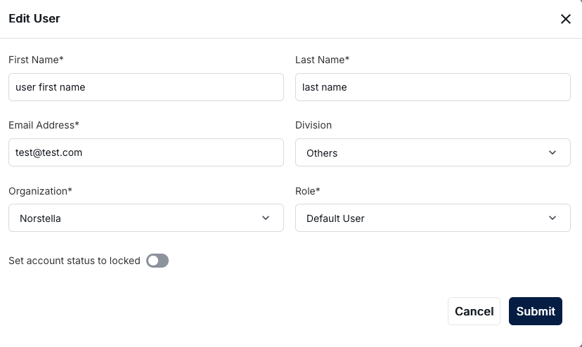 Edit User Modal Dialog